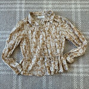 The Great The Stream Buttondown Shirt Top Floral Printed blouse Oat XS